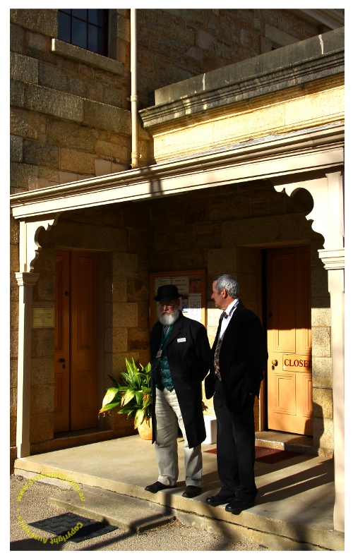 Mayoral type chaps standing around looking quite historic at Beechworth
