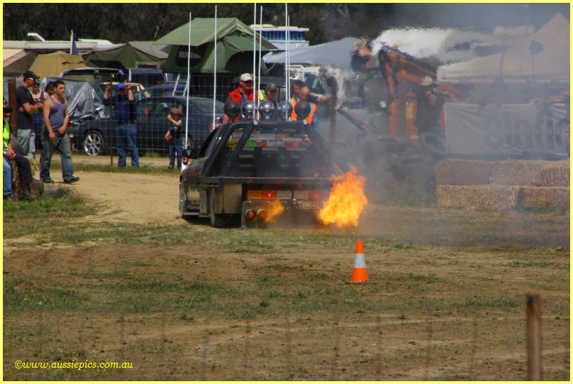 Spinifex gets lit up. : Deni Ute Muster 2010