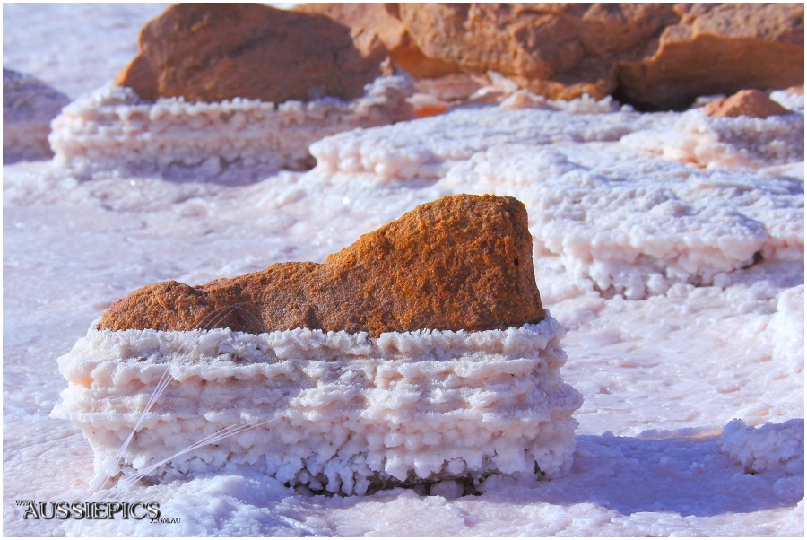 Layers of salt deposits